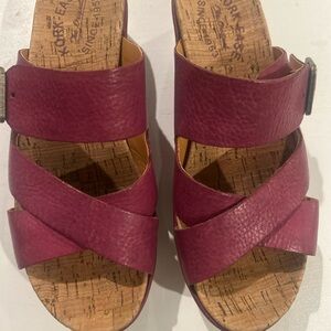 Women’s Crisscross Leather Slide Mules - Berry